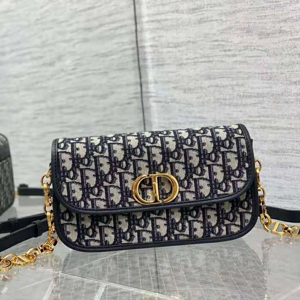 Dior 30 Montaigne Avenue Bag Blue Dior Oblique Jacquard for Women