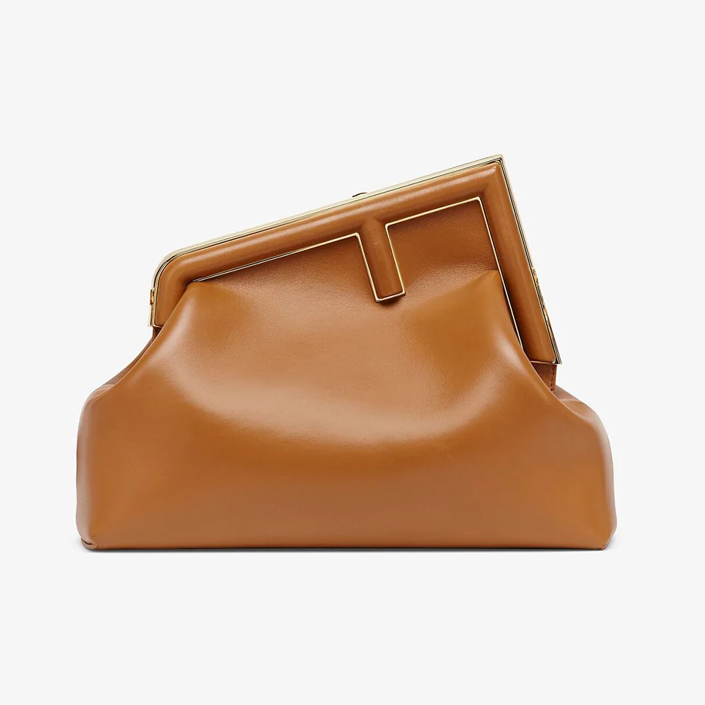 Fendi First Medium Nappa Leather Bag for Women in Brown Fendi First Medium Nappa Leather Bag for Women in Brown