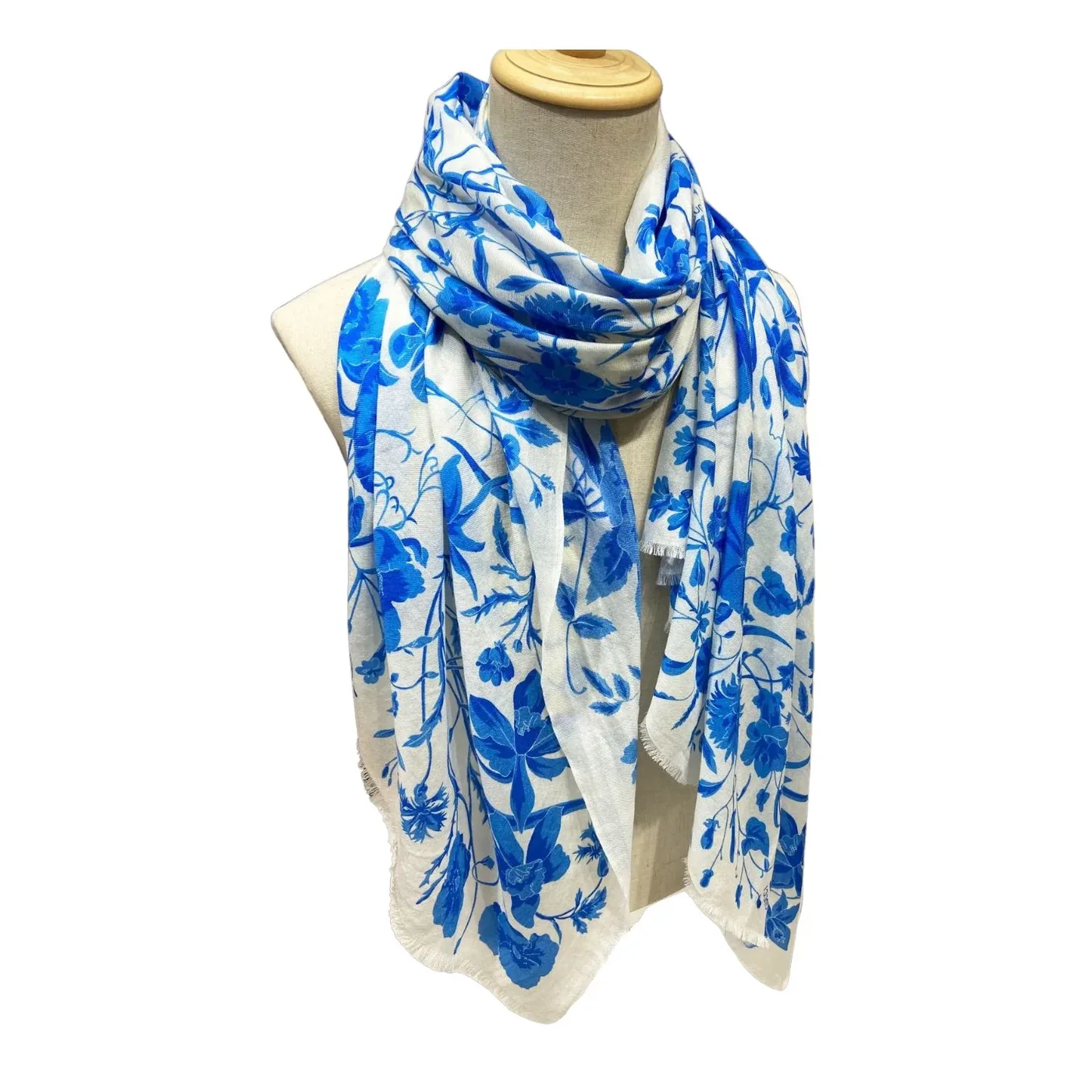 Gucci GG Garden Flower Long Scarf Blue /