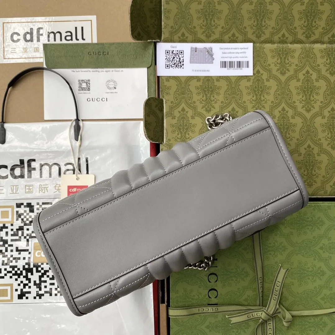 GG Marmont Small Tote Bag Dark Grey Matelassé / GG Marmont Small Tote Bag Dark Grey Matelassé /