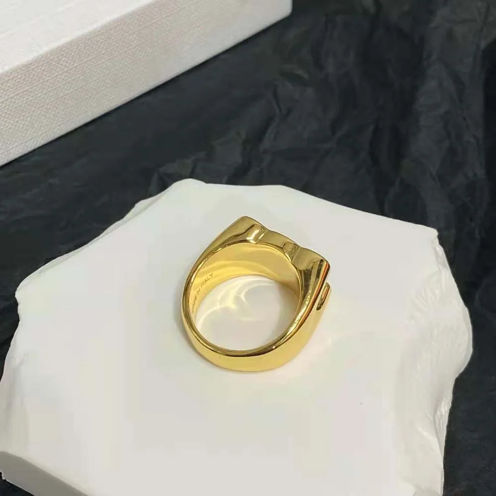 Celine Triomphe Chevalière Ring in Brass with Gold Finish for Women Celine Triomphe Chevalière Ring in Brass with Gold Finish for Women