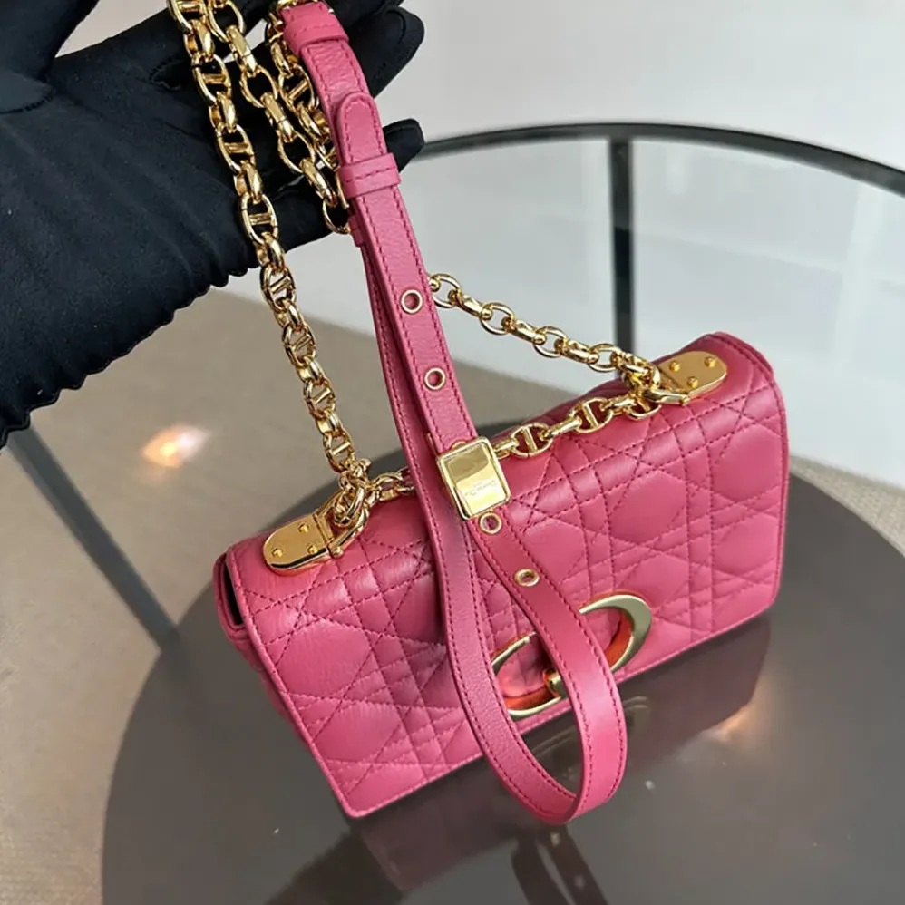 Dior Small Dior Caro Bag Rose Supple Cannage Calfskin for Women Dior Small Dior Caro Bag Rose Supple Cannage Calfskin for Women