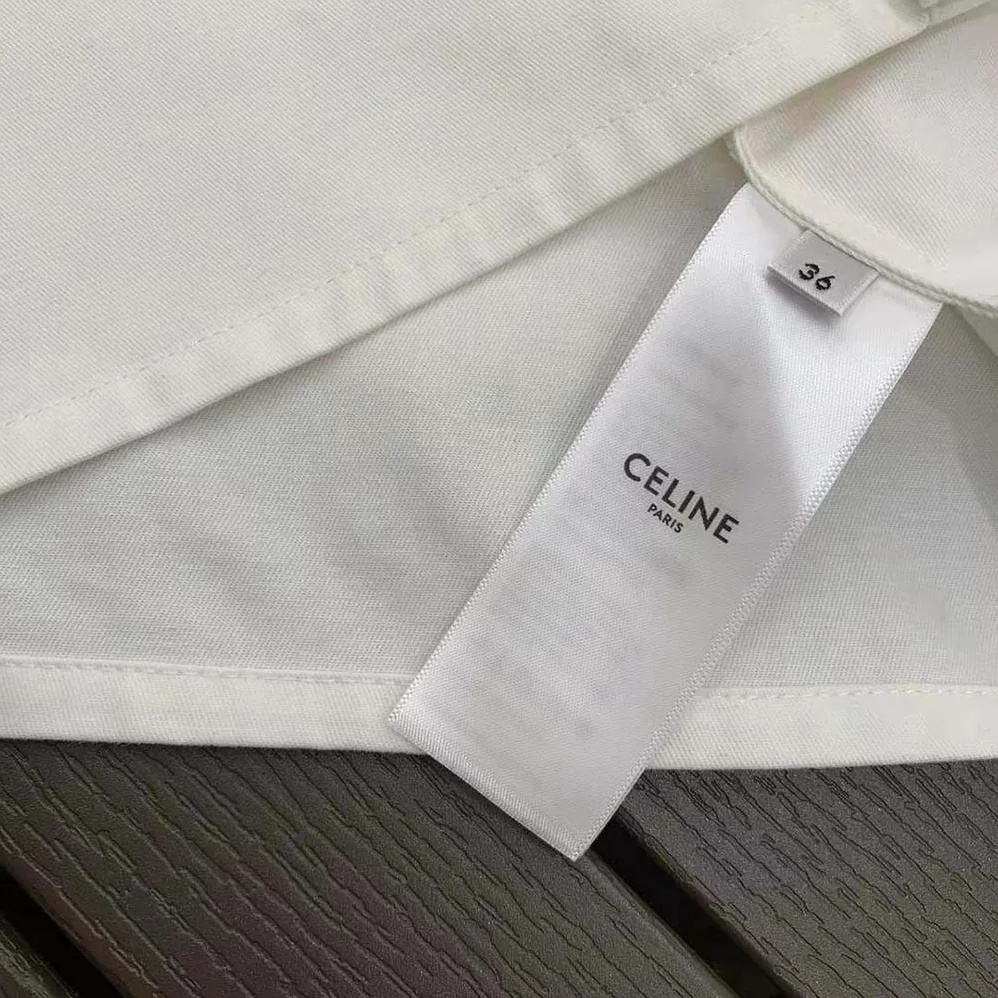 Celine Triomphe Pea Jacket in Optic White Denim for Women