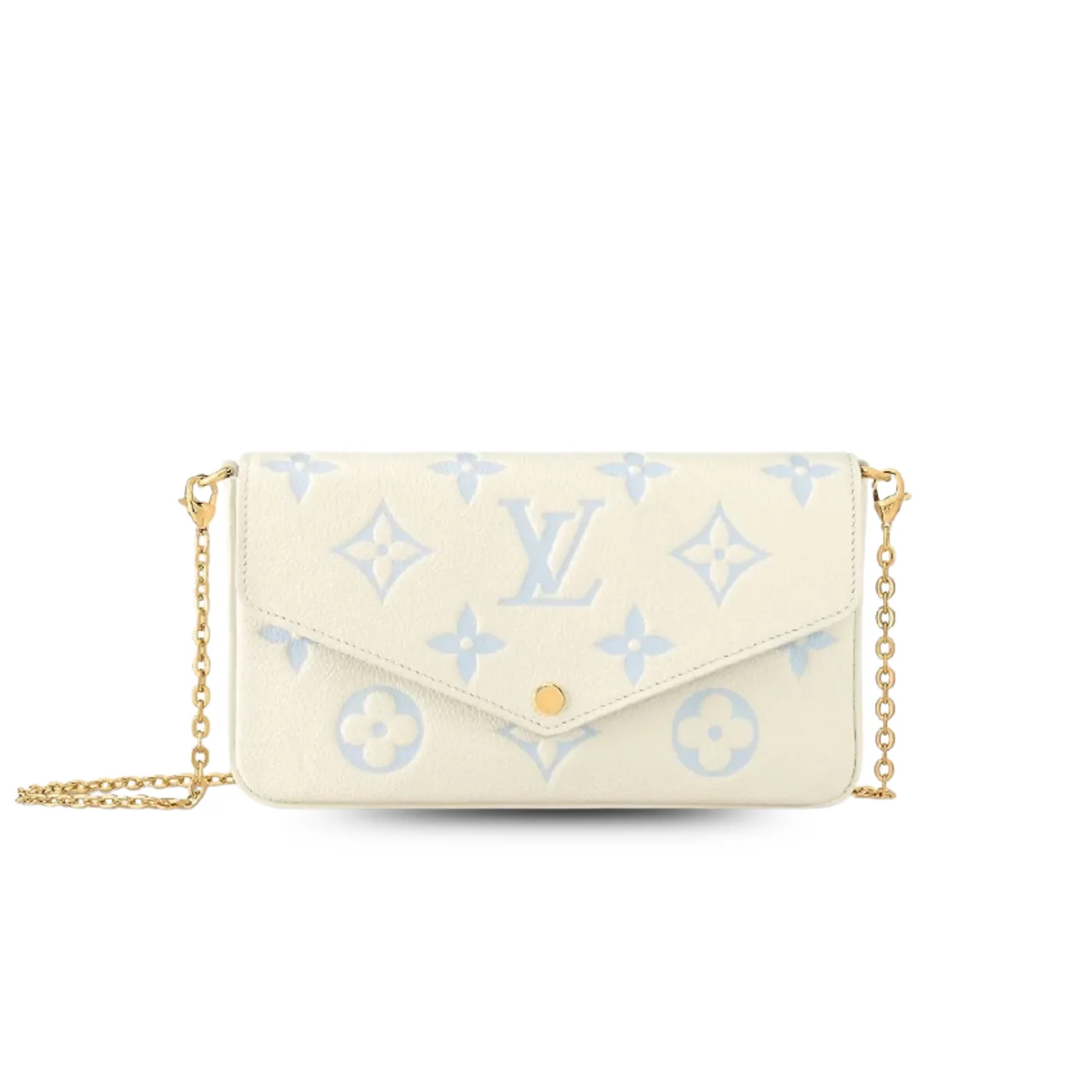 Louis Vuitton Pochette Felicie Shoulder Bag in Candy Blue Gold Hardware