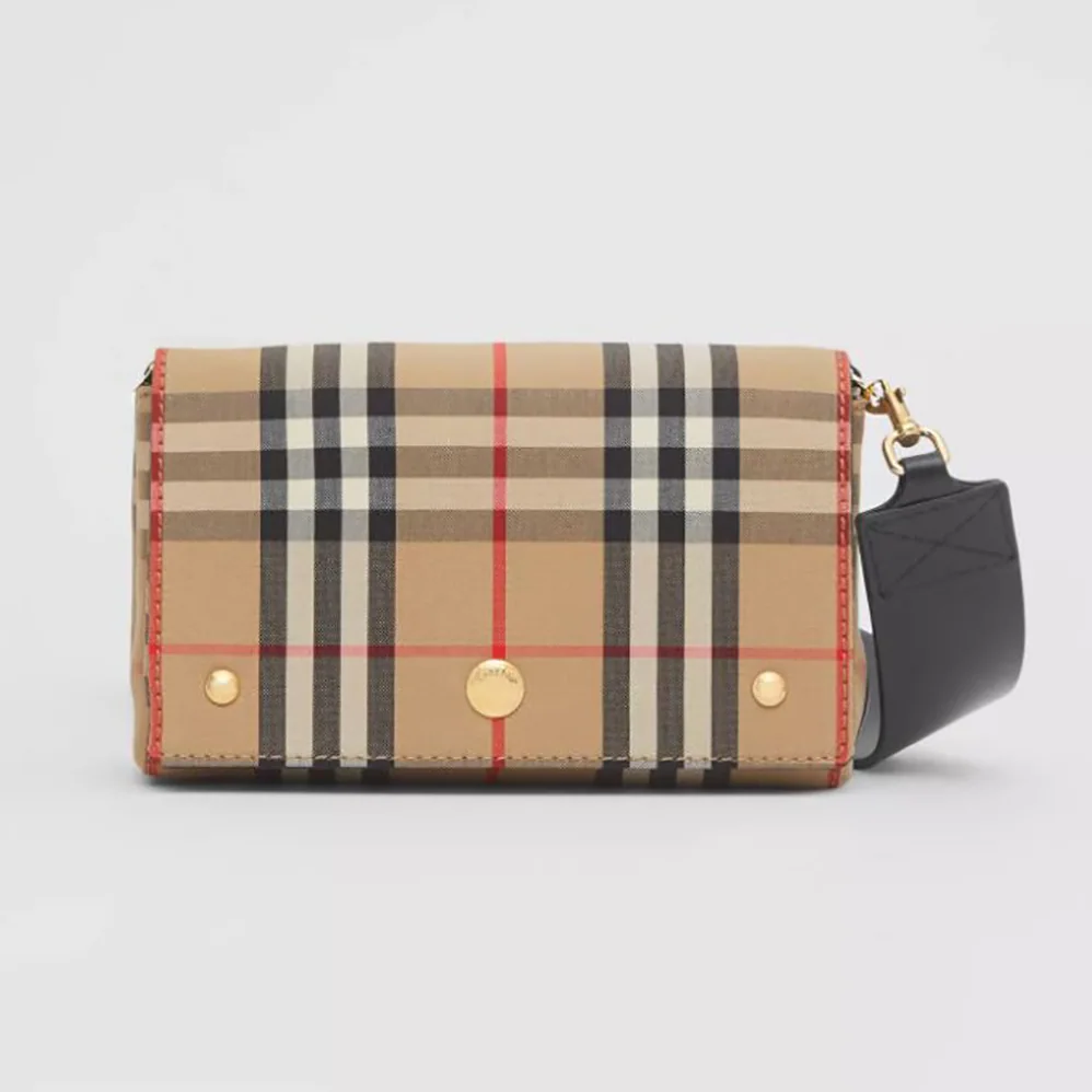 Burberry Small Vintage Check and Leather Crossbody Bag for Women in Brown Burberry Small Vintage Check and Leather Crossbody Bag for Women in Brown