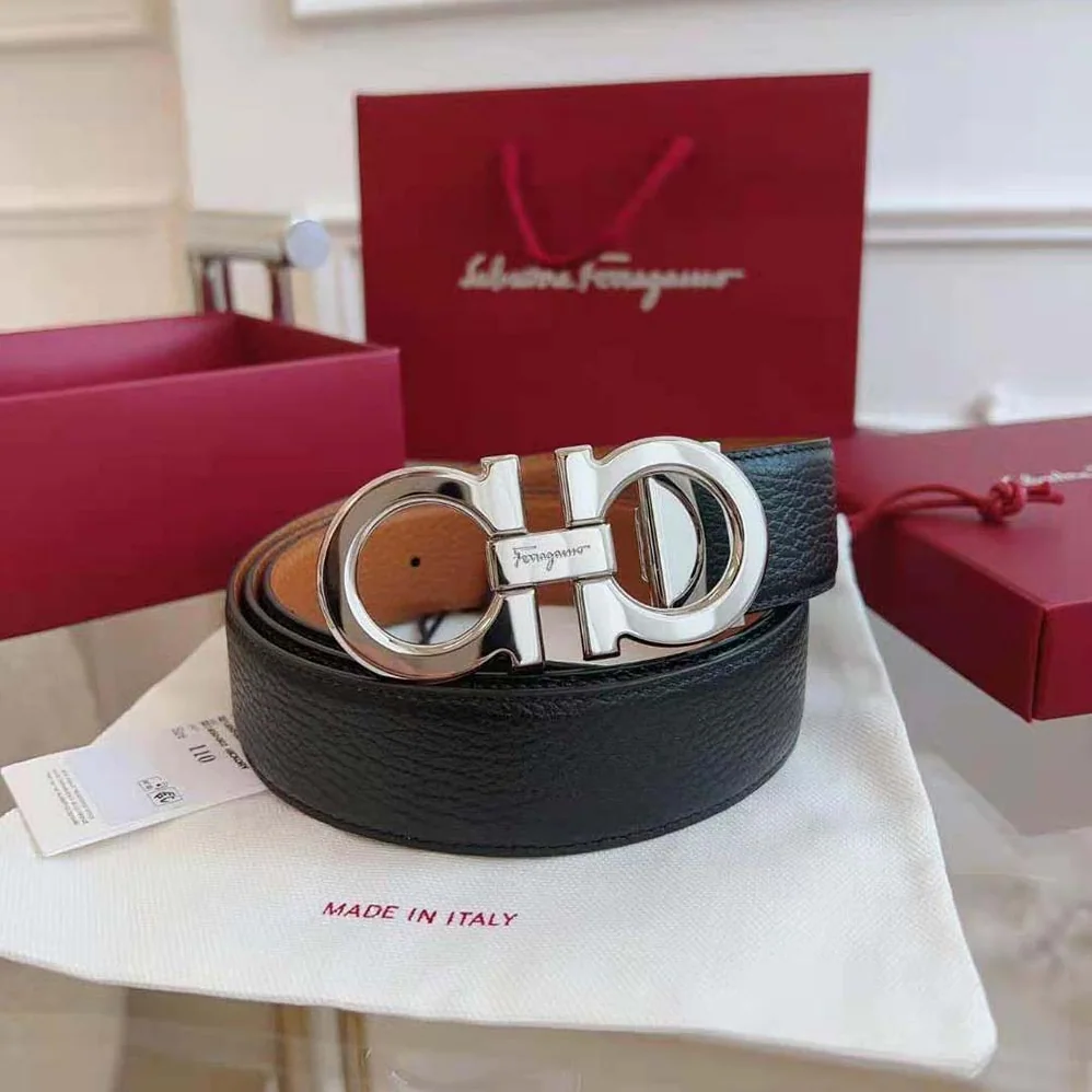 Salvatore Ferragamo Reversible and Adjustable Gancini Belt for Men in Brown