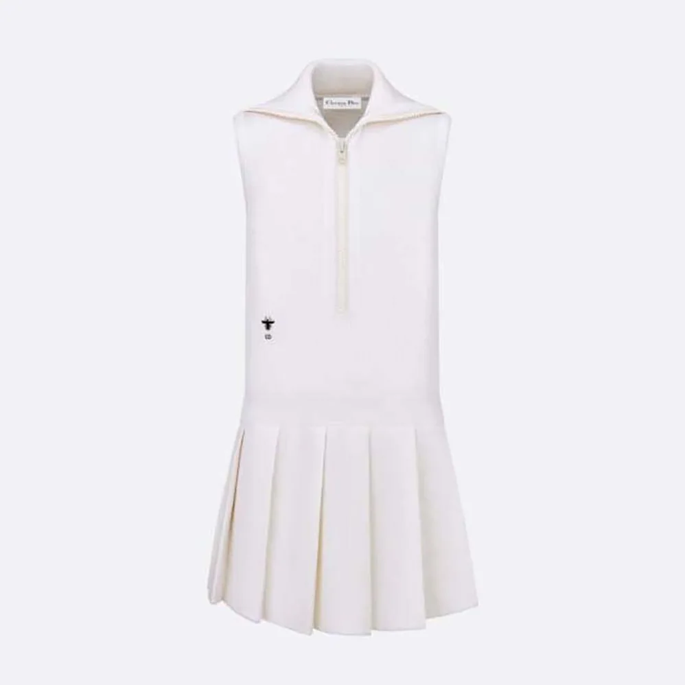Dior Cropped Fitted Dress White Technical Stretch Pique for Women Dior Cropped Fitted Dress White Technical Stretch Pique for Women