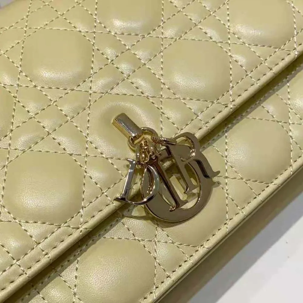 Dior Miss Dior Top Handle Bag Pastel Yellow Cannage Lambskin for Women