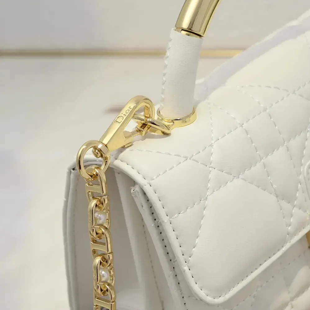 Dior Mini Dior Ange Bag Latte Macrocannage Calfskin for Women