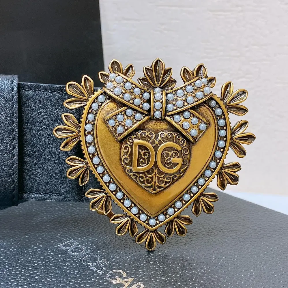 Dolce Gabbana D&G Leather Devotion Belt for Women in Black