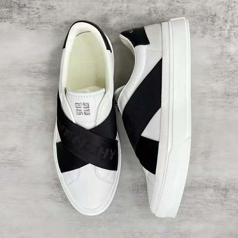 Givenchy City Sport Sneakers in Leather with Double Webbing Strap for Men in White