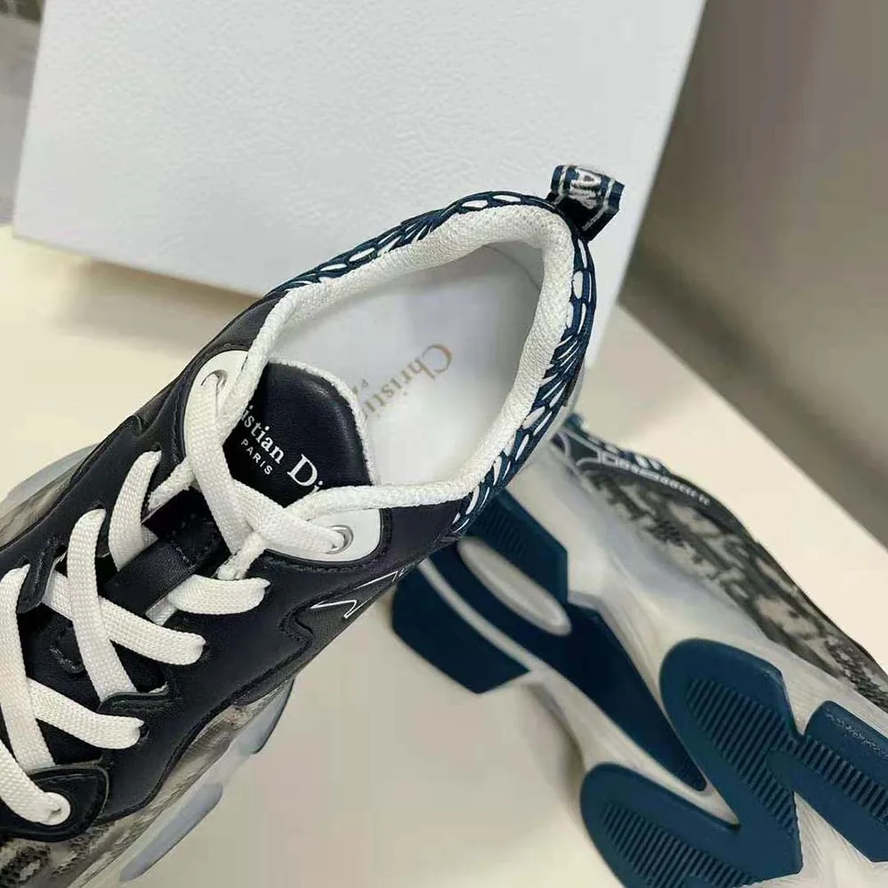 Dior Vibe Sneaker Deep Blue Dior Oblique Technical Fabric and Transparent Rubber for Women