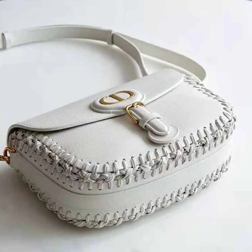 Dior Medium Dior Bobby Bag Grained Calfskin with Whipstitched Seams for Women in White Dior Medium Dior Bobby Bag Grained Calfskin with Whipstitched Seams for Women in White