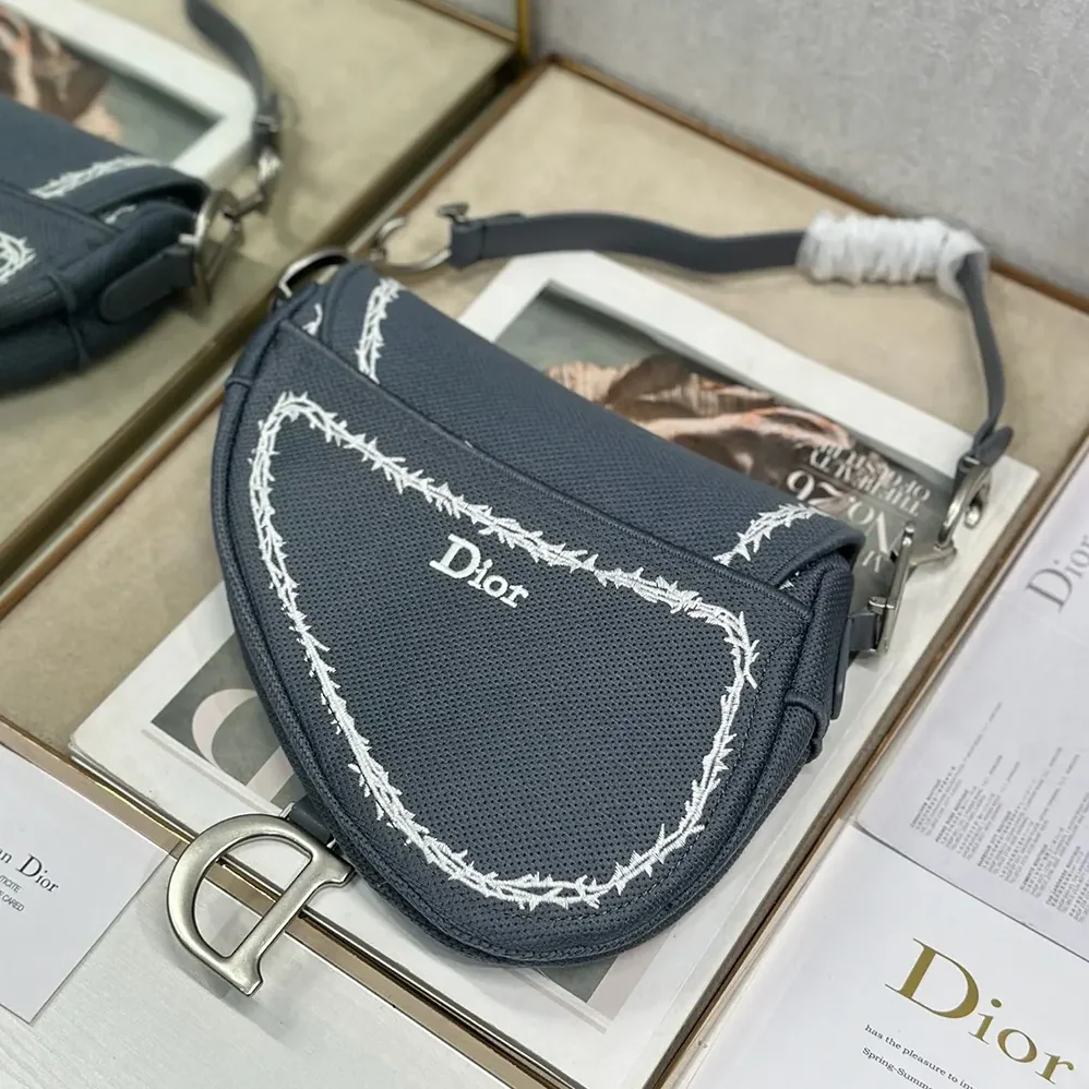 Dior Saddle Bag with Strap Blue and White Book Cover Embroidery for Women Dior Saddle Bag with Strap Blue and White Book Cover Embroidery for Women
