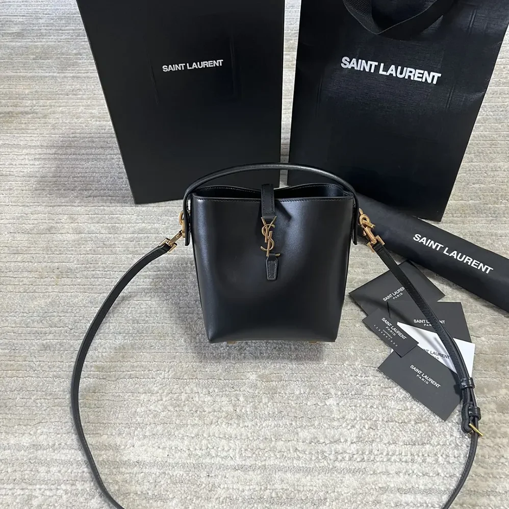 Saint Laurent YSL Le 37 Mini in Shiny Leather for Women in Black