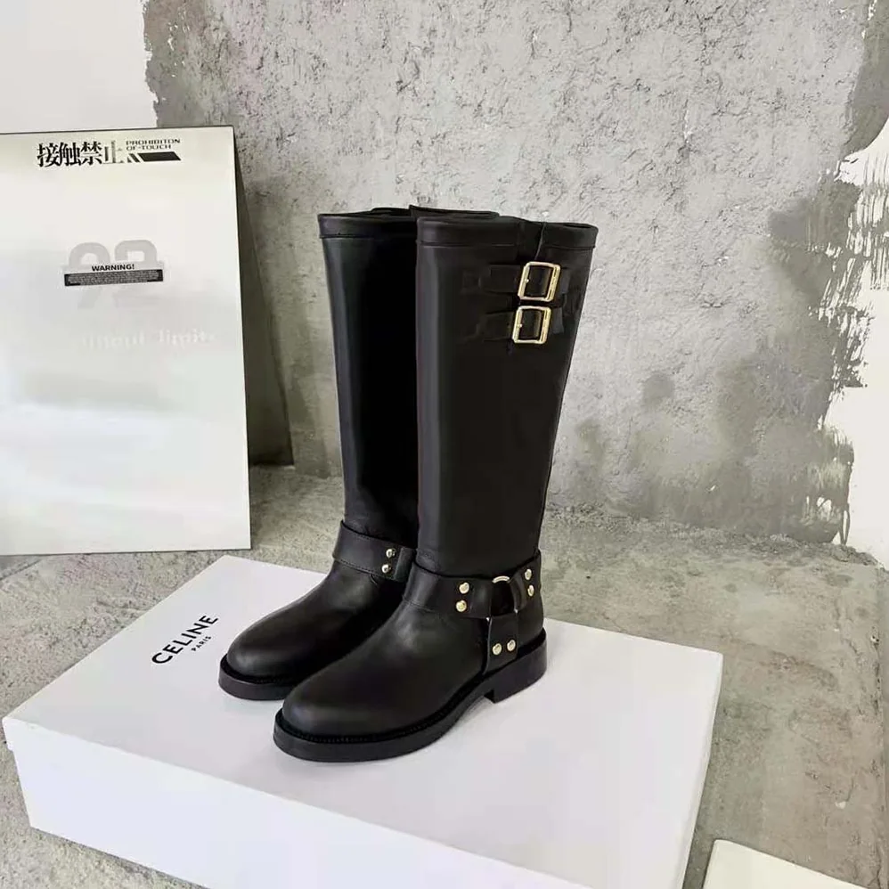 Celine High Boot Celine Biker in Calfskin – Vegetal Tanning for Women in Black Celine High Boot Celine Biker in Calfskin – Vegetal Tanning for Women in Black