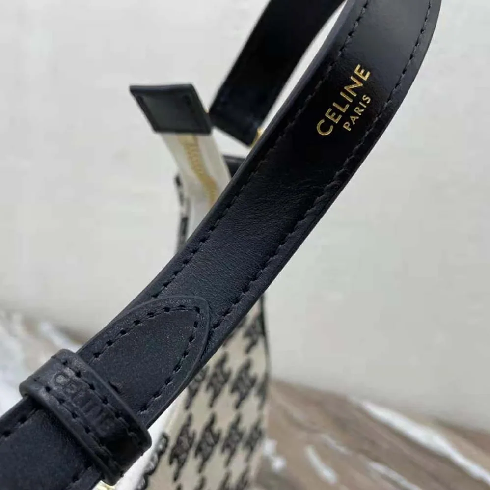 Celine Ava Bag in Textile with Triomphe Embroidery for Women in Black