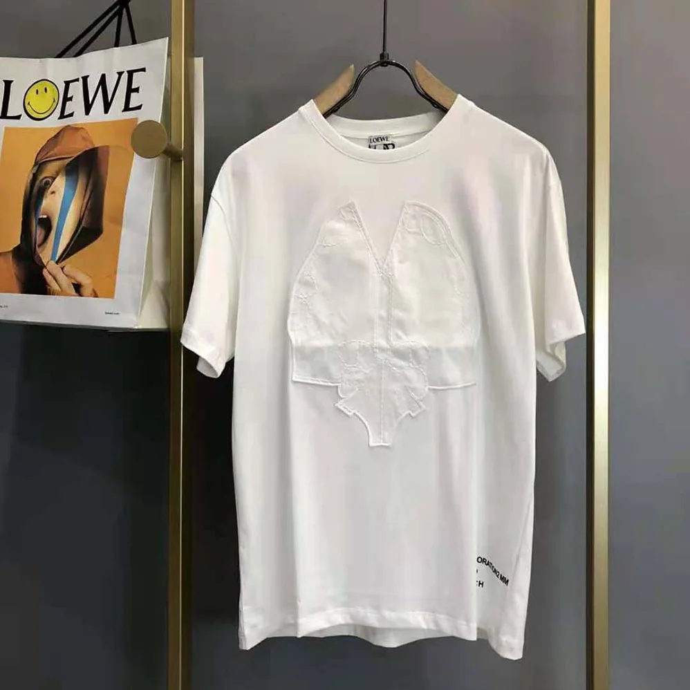 Loewe Elephant Embroidered T-Shirt in Cotton for Women in White