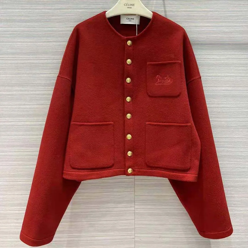 Celine Reversible Snap Cardigan in Cashmere for Women in Maroon