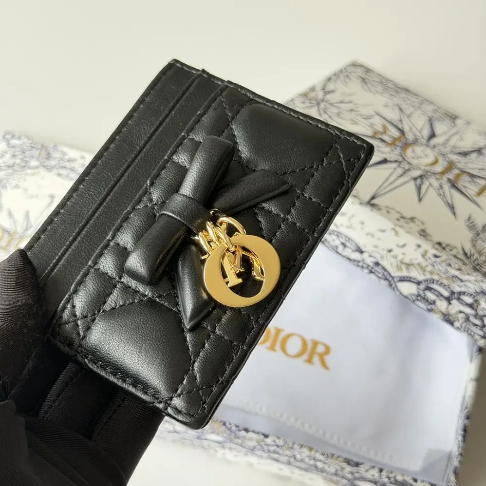 Dior Lady Dior Freesia Card Holder Black Cannage Lambskin for Women Dior Lady Dior Freesia Card Holder Black Cannage Lambskin for Women