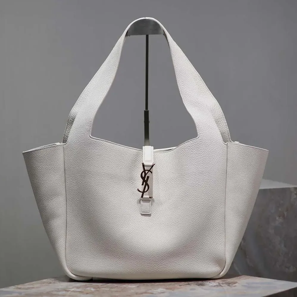 Saint Laurent YSL Le 5 à 7 Bea in Grained Leather for Women in White Saint Laurent YSL Le 5 à 7 Bea in Grained Leather for Women in White