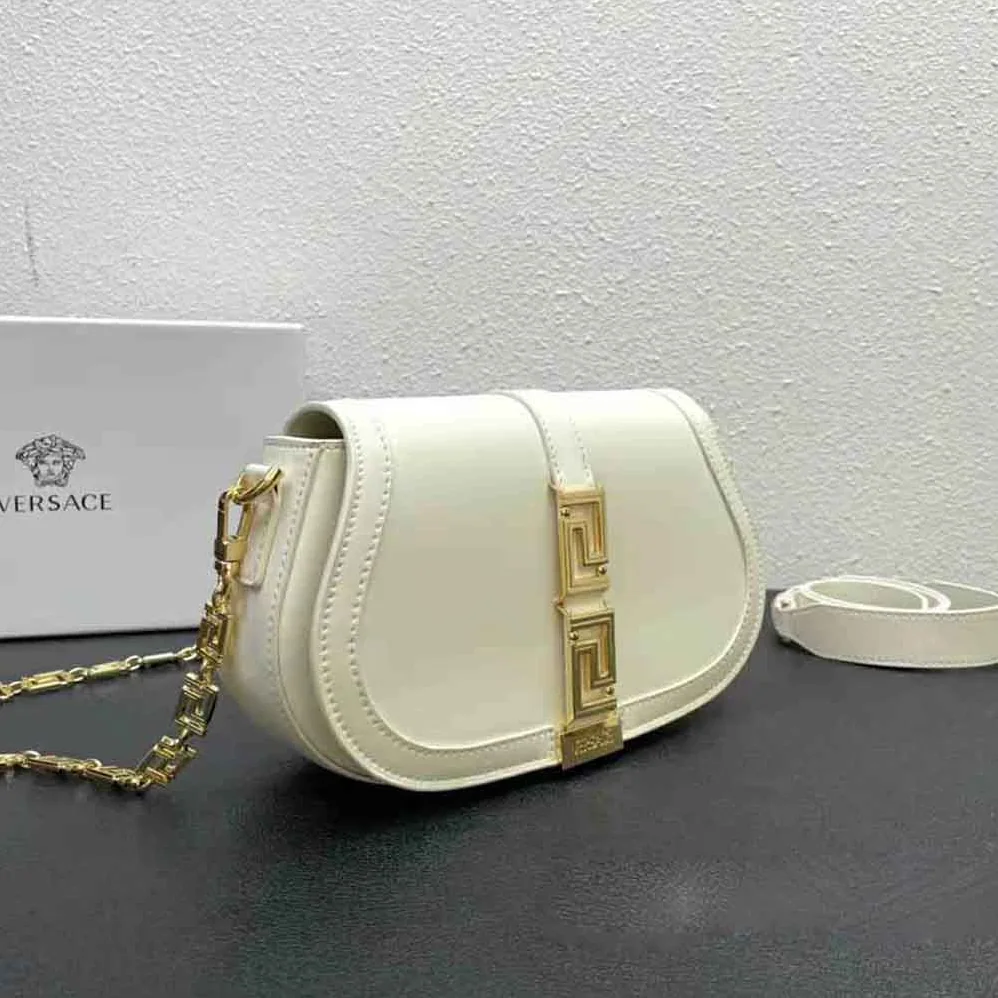Versace Greca Goddess Shoulder Bag for Women in White Versace Greca Goddess Shoulder Bag for Women in White