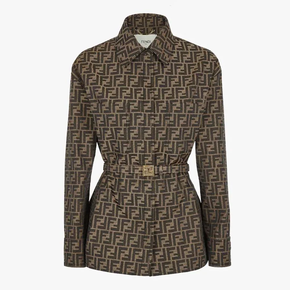 Fendi Single-Breasted Brown Canvas Go for Women in To Jacket Fendi Single-Breasted Brown Canvas Go for Women in To Jacket
