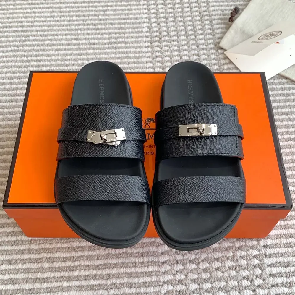 Hermes Jackson Sandal for Unisex in Black Hermes Jackson Sandal for Unisex in Black