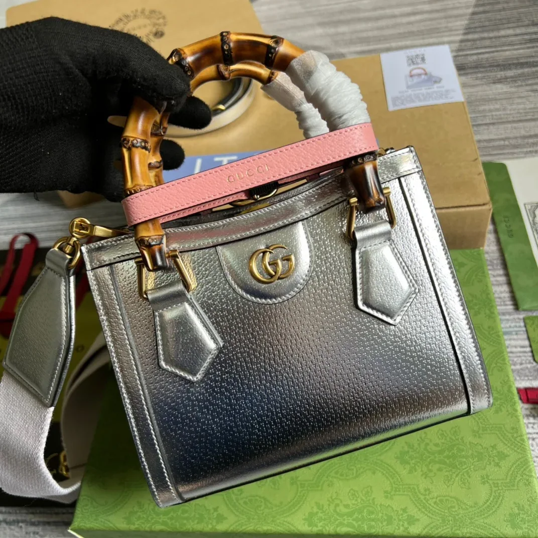 Gucci Diana Mini Tote Bag Silver Gucci Diana Mini Tote Bag Silver