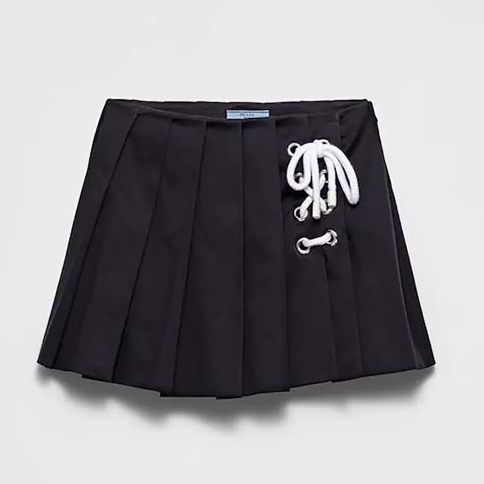 Prada Pleated Stretch Drill Miniskirt for Women