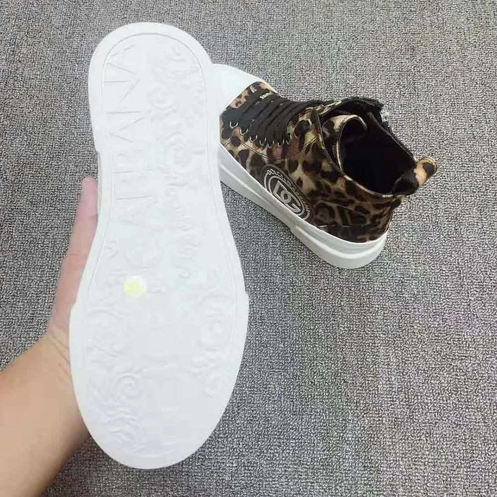 Dolce Gabbana D&G Cotton drill Portofino Light Mid-Top Sneakers with Leopard Print for Women Dolce Gabbana D&G Cotton drill Portofino Light Mid-Top Sneakers with Leopard Print for Women