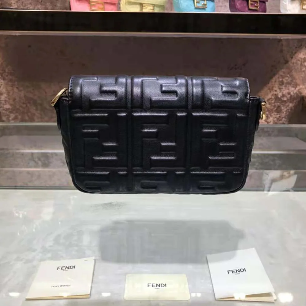 Fendi Iconic Mini Baguette Black Leather Bag for Women Fendi Iconic Mini Baguette Black Leather Bag for Women