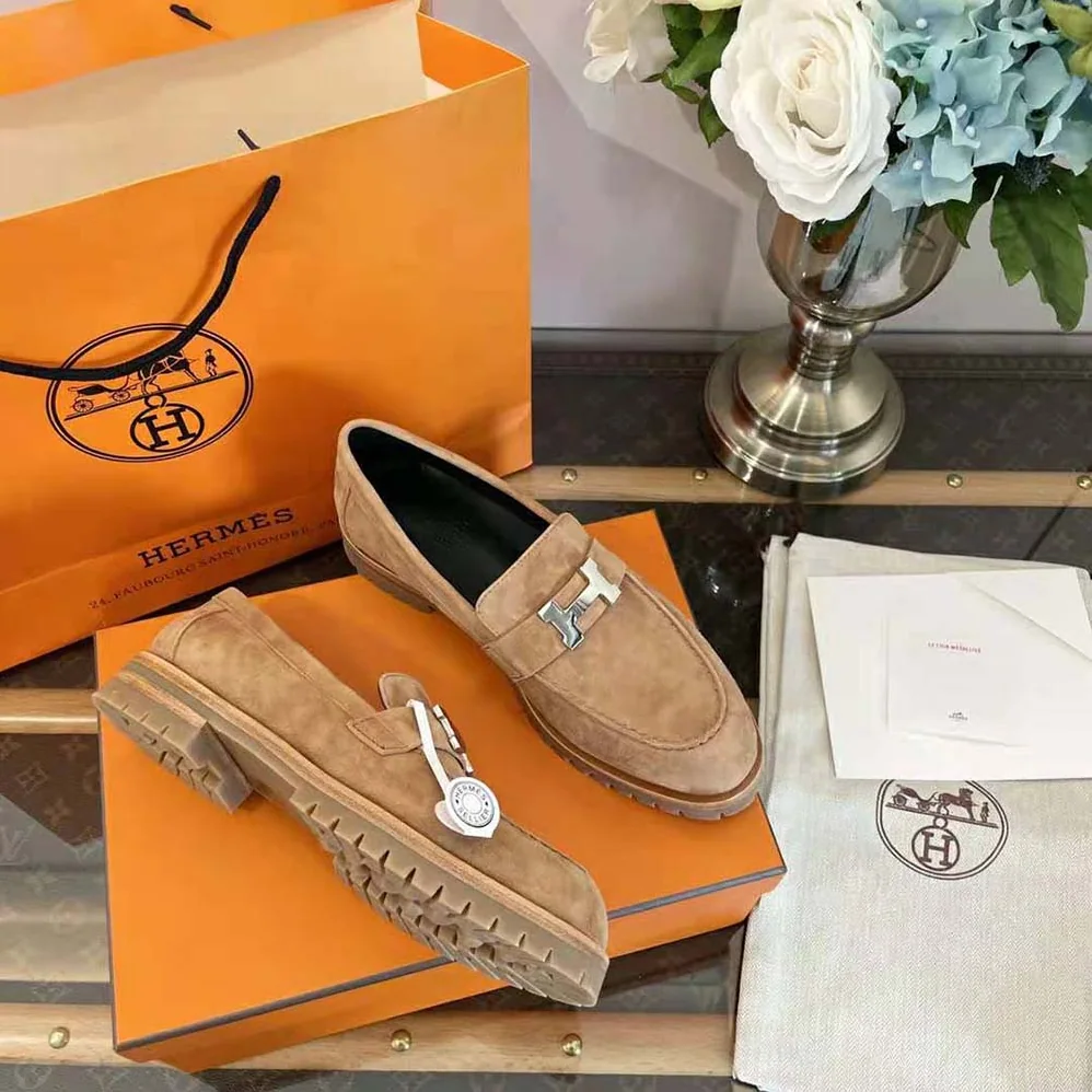 Hermes Faubourg Loafer in suede goatskin for Women in Beige Hermes Faubourg Loafer in suede goatskin for Women in Beige