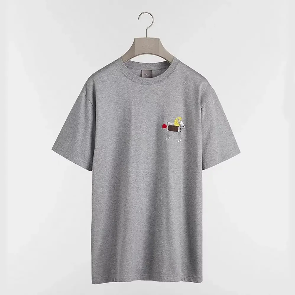 Dior T-Shirt with Horse Embroidery Relaxed Fit Gray Cotton Jersey for Men Dior T-Shirt with Horse Embroidery Relaxed Fit Gray Cotton Jersey for Men