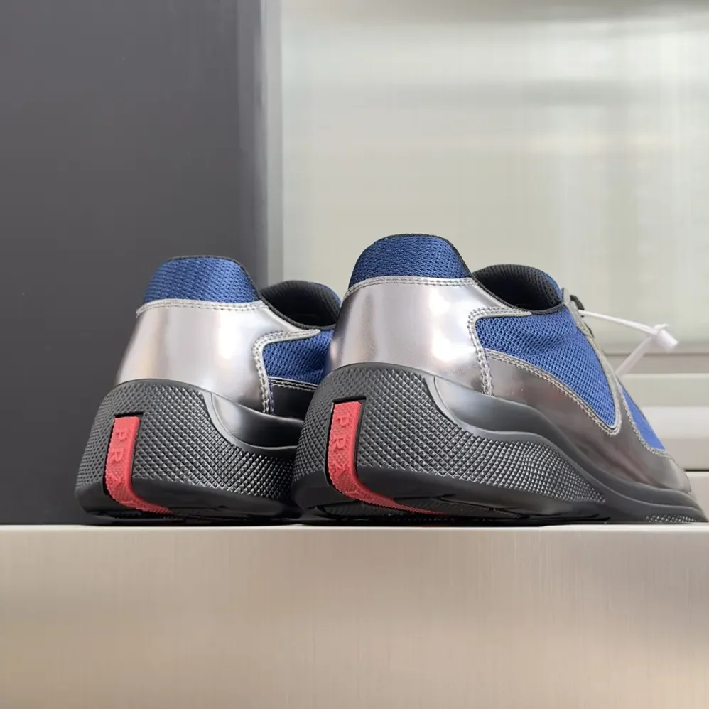 Prada Patent Leather And Technical Fabric Prada America'S Cup Sneakers for Unisex in Navy Prada Patent Leather And Technical Fabric Prada America'S Cup Sneakers for Unisex in Navy