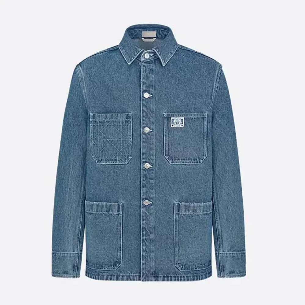 Dior Charm Overshirt Blue Cotton Twill for Men