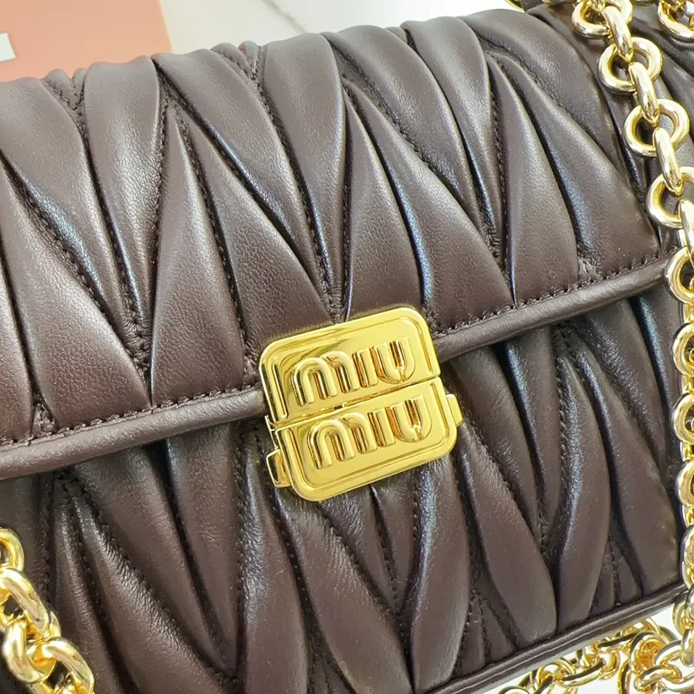 Miu Miu Matelassé Nappa Leather Shoulder Bag for Women in Bordeaux