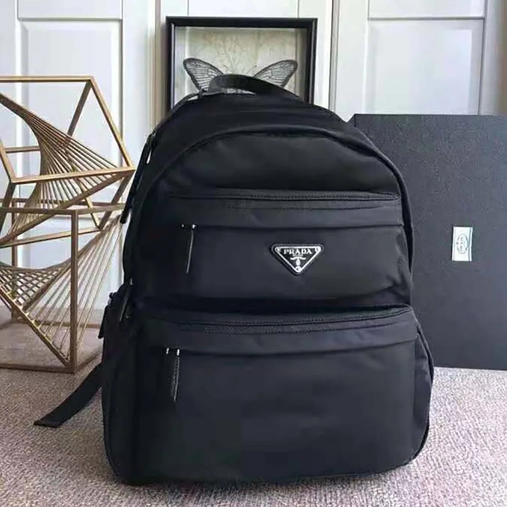 Prada Iconic Nylon Backpack with Timeless for Men in Black Prada Iconic Nylon Backpack with Timeless for Men in Black