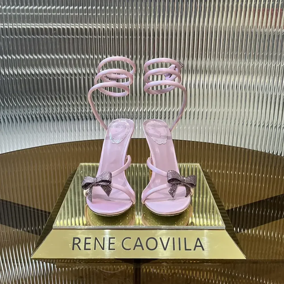 Rene Caovilla Cleo Mauve Sandal with Bows 105 for Women Rene Caovilla Cleo Mauve Sandal with Bows 105 for Women
