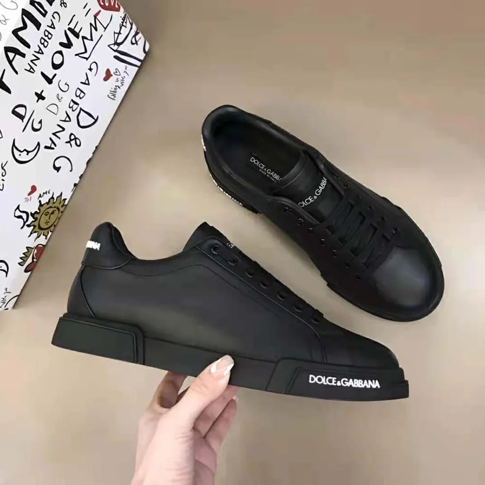 Dolce Gabbana D&G Calfskin Nappa Portofino Sneakers for Women in Black Dolce Gabbana D&G Calfskin Nappa Portofino Sneakers for Women in Black