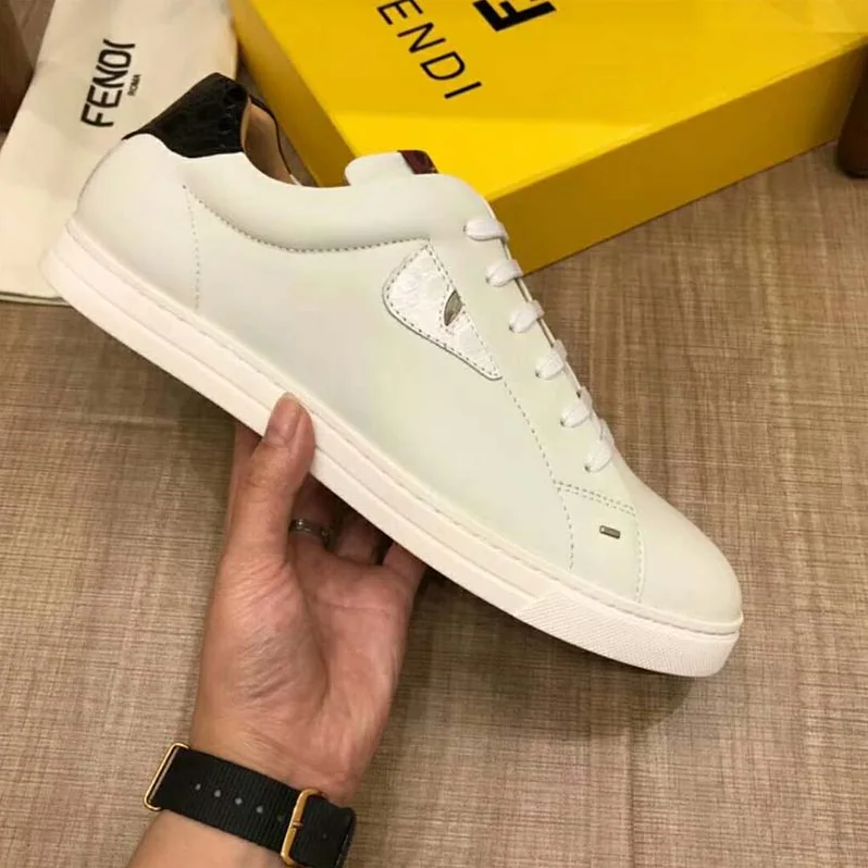 Fendi Shoes Sneakers White Leather Low for Men in Tops