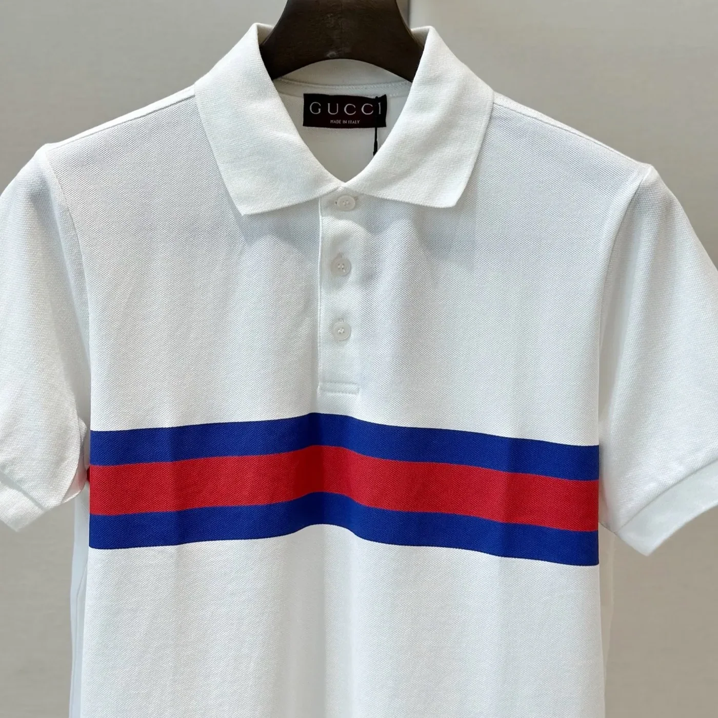 Gucci Web Stripe Pique Polo Shirt White Gucci Web Stripe Pique Polo Shirt White