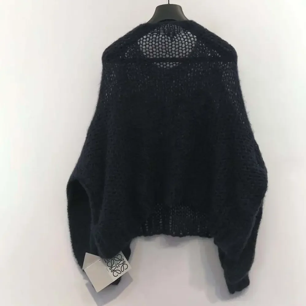 Loewe Anagram Sweater in Mohair for Women in Dark Navy Loewe Anagram Sweater in Mohair for Women in Dark Navy