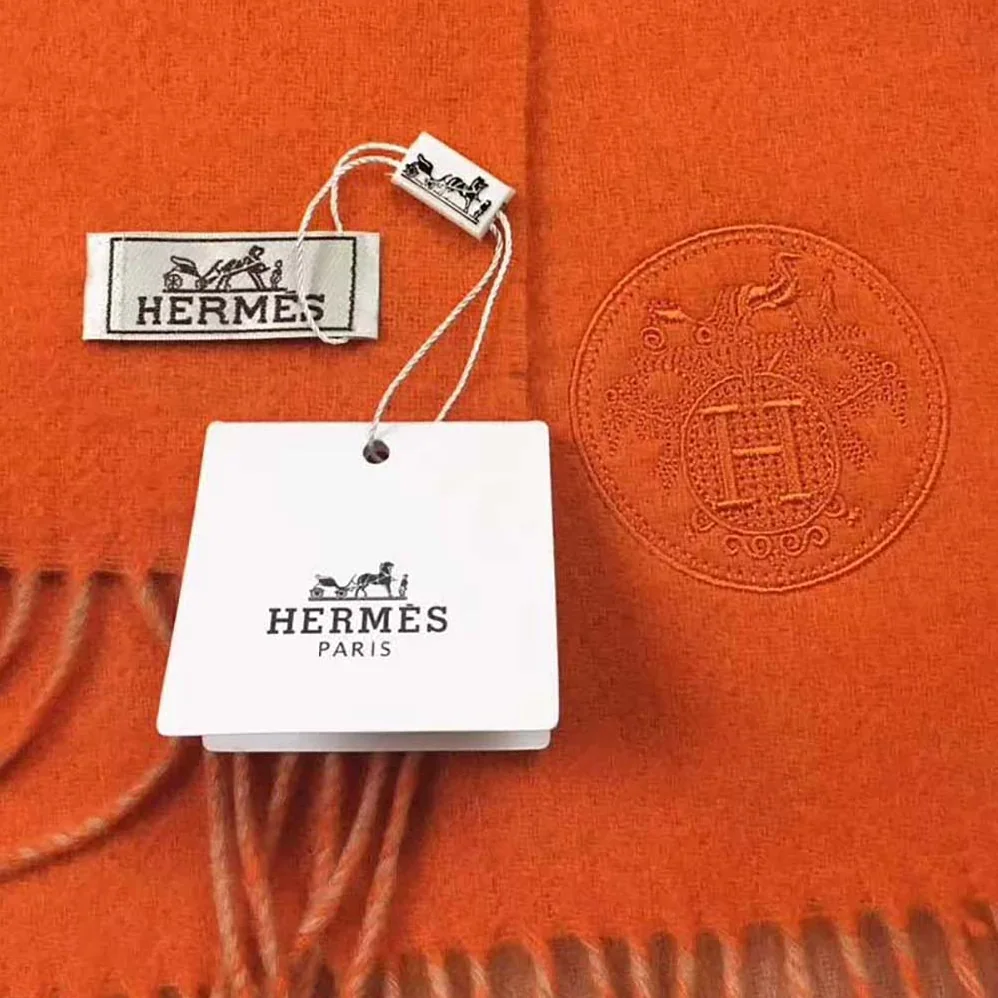 Hermes Casaque II Stole Double-faced Cashmere Scarf for Women in Orange