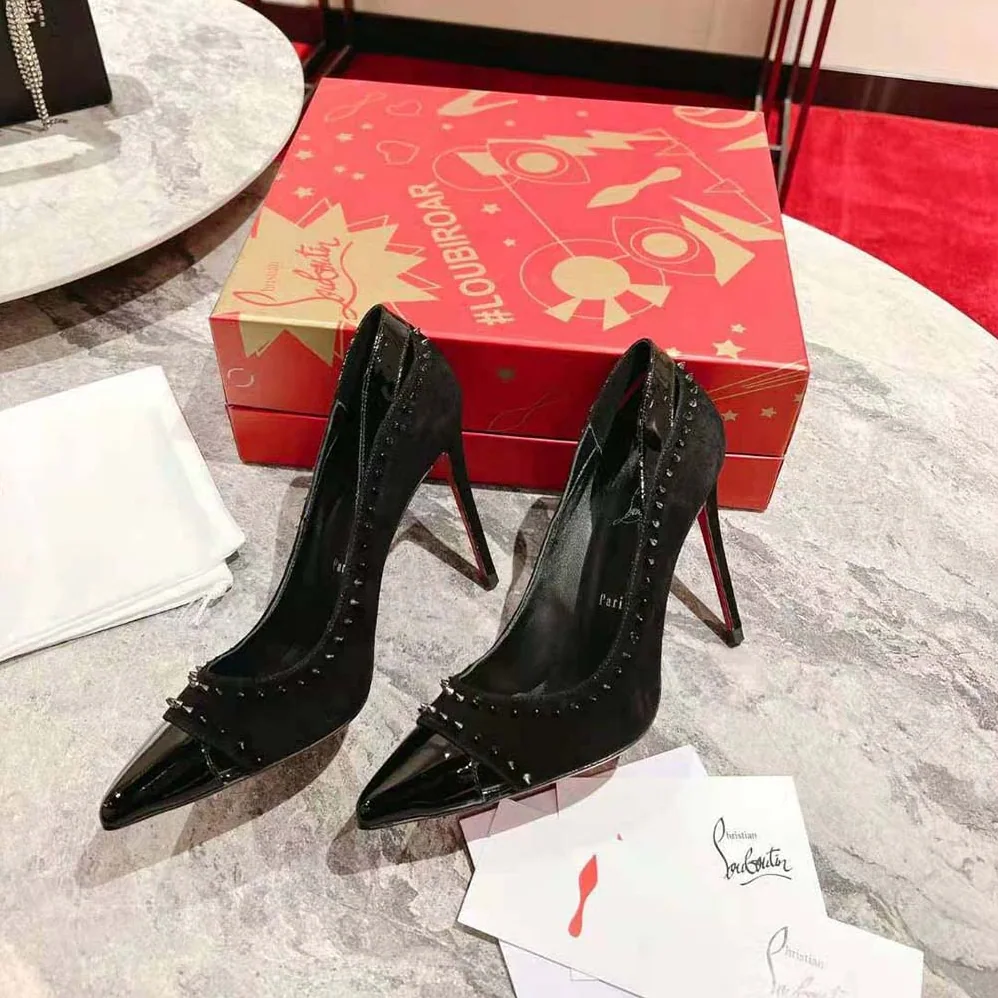 Christian Louboutin Duvette Spikes 85 mm Heel Height for Women in Black Christian Louboutin Duvette Spikes 85 mm Heel Height for Women in Black