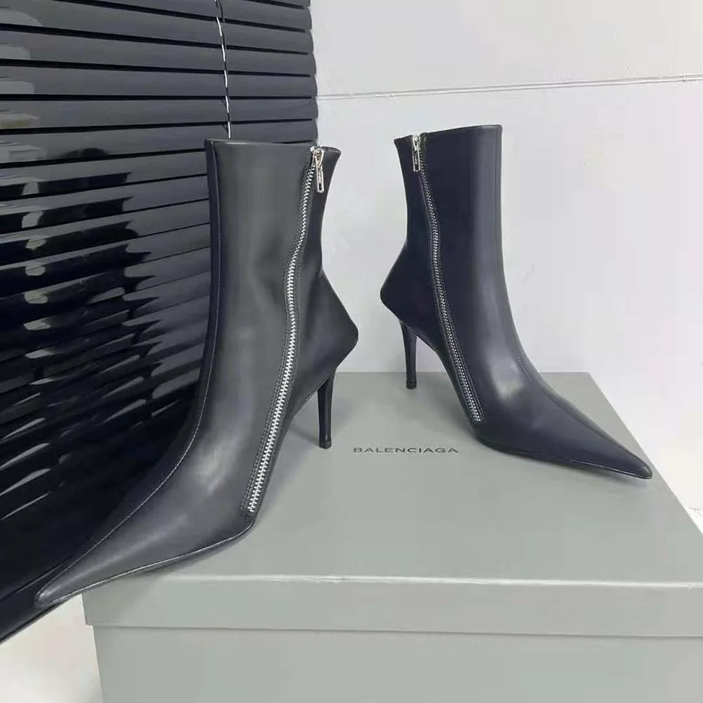 Balenciaga Witch 110mm Bootie in Black Shiny Soft Sheepskin for Women Balenciaga Witch 110mm Bootie in Black Shiny Soft Sheepskin for Women