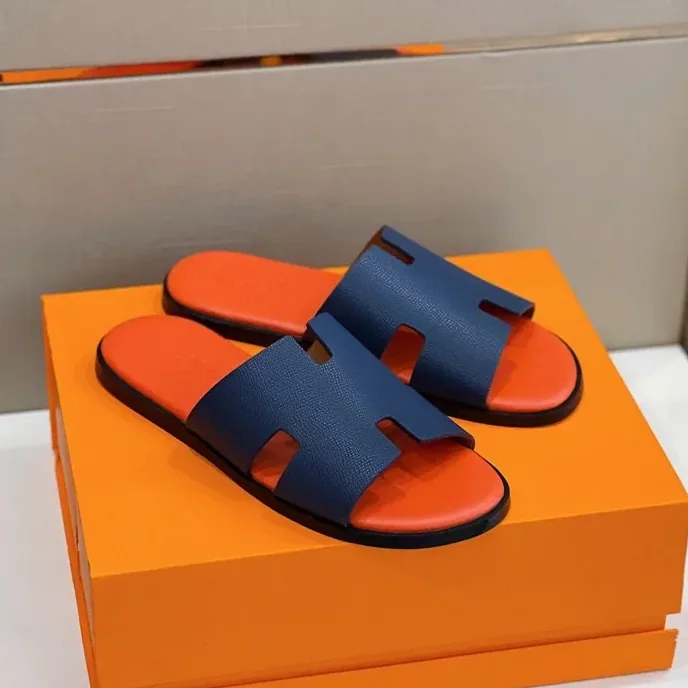 Hermes Izmir Sandals Orange in Blue Hermes Izmir Sandals Orange in Blue