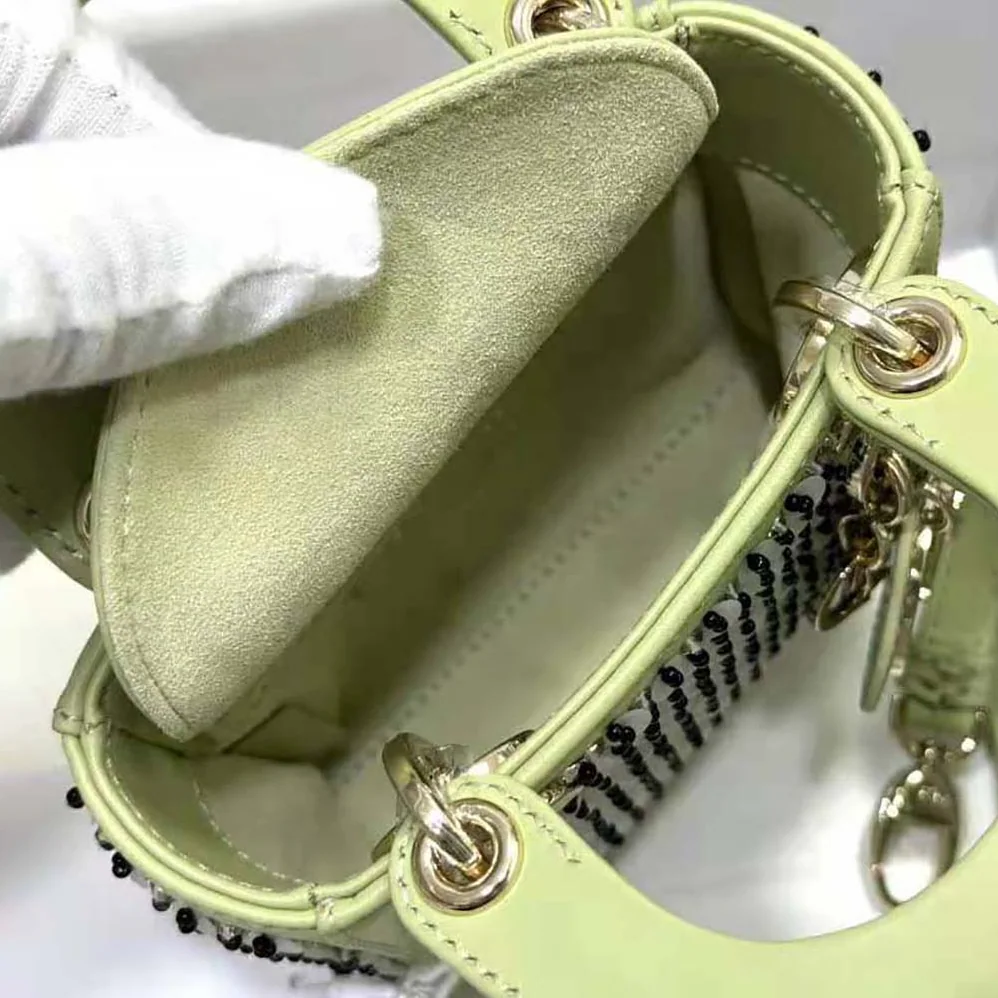 Dior Micro Lady Dior Bag Sage Green Embroidered Calfskin with Multicolor Sequins for Women Dior Micro Lady Dior Bag Sage Green Embroidered Calfskin with Multicolor Sequins for Women