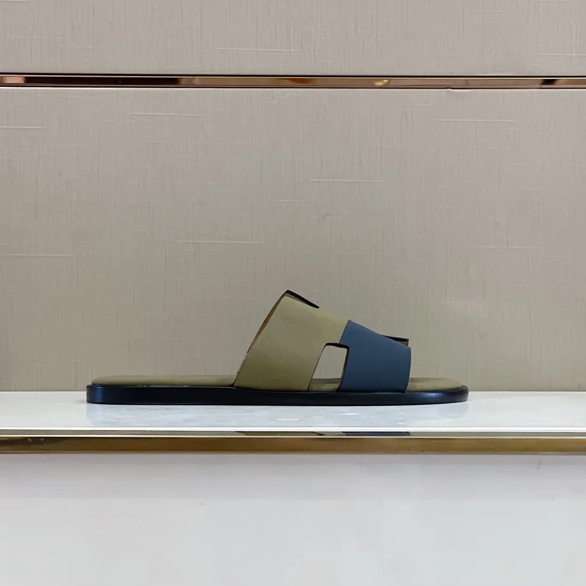 Hermes Izmir Sandals Fluorescent Green in Blue