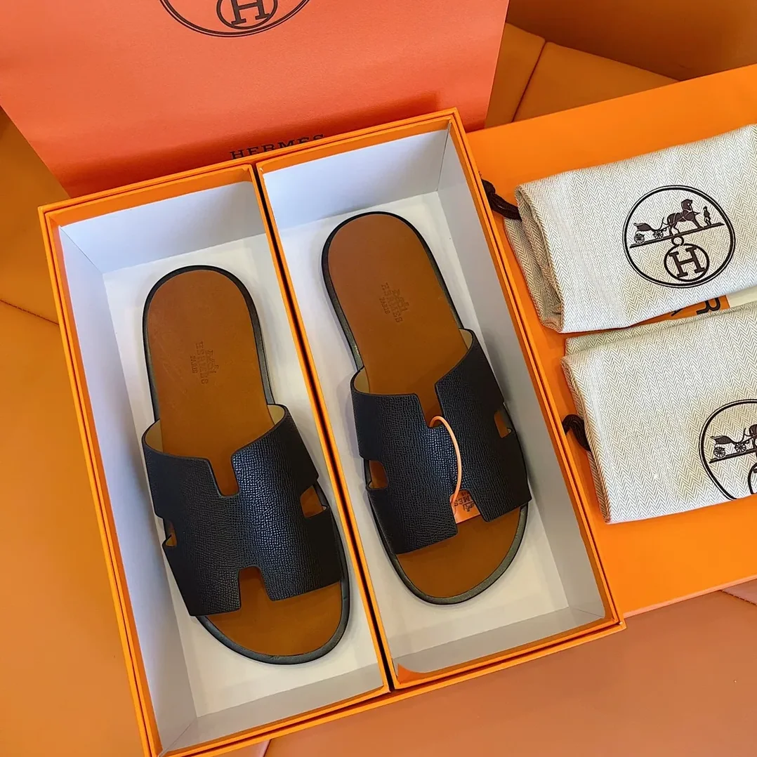 Hermes Izmir Sandals Black in Brown Hermes Izmir Sandals Black in Brown
